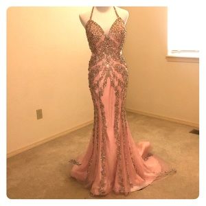 Mac Duggal Custom Couture Blush Pink Evening Gown